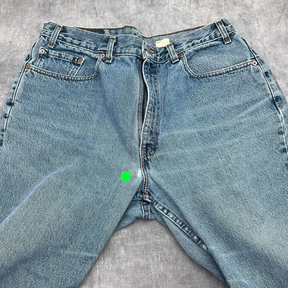 Levis 550 Jeans Men 34W 30L Blue Fade Relaxed Black Bat Wing‎ Flaws VTG USA